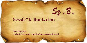 Szvák Bertalan névjegykártya